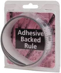 Made in USA - 6 Ft. Long x 1-1/4 Inch Wide, 1/16 Inch Graduation, Silver, Mylar Adhesive Tape Measure - Reads Top to Bottom, Vertical Rules - Benchmark Tooling