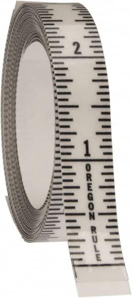 Made in USA - 9 Ft. Long x 1/2 Inch Wide, 1/16 Inch Graduation, Clear, Mylar Adhesive Tape Measure - Reads Top to Bottom, Vertical Rules - Benchmark Tooling