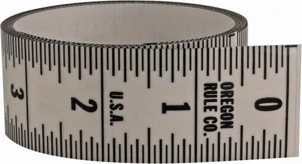 Made in USA - 9 Ft. Long x 1-1/4 Inch Wide, 1/16 Inch Graduation, Clear, Mylar Adhesive Tape Measure - Reads Top to Bottom, Vertical Rules - Benchmark Tooling