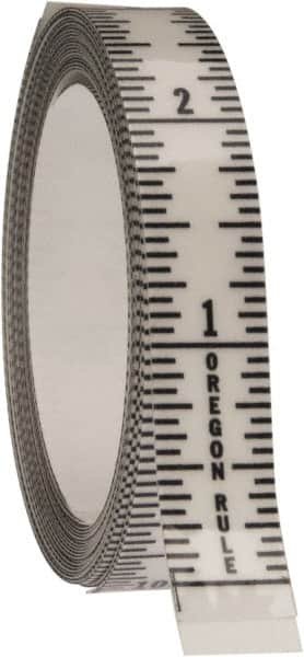 Made in USA - 12 Ft. Long x 1/2 Inch Wide, 1/16 Inch Graduation, Clear, Mylar Adhesive Tape Measure - Reads Bottom to Top, Vertical Rules - Benchmark Tooling