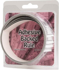 Made in USA - 12 Ft. Long x 1-1/4 Inch Wide, 1/16 Inch Graduation, Silver, Mylar Adhesive Tape Measure - Reads Bottom to Top, Vertical Rules - Benchmark Tooling