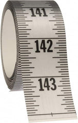 Made in USA - 12 Ft. Long x 1-1/4 Inch Wide, 1/16 Inch Graduation, Silver, Mylar Adhesive Tape Measure - Reads Top to Bottom, Vertical Rules - Benchmark Tooling