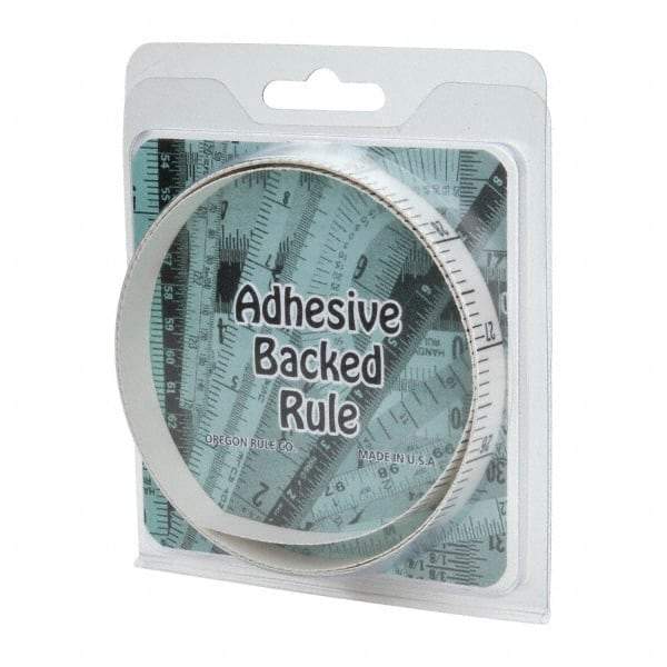 Made in USA - 3 Ft. Long x 1/2 Inch Wide, 1/10 Inch Graduation, White, Mylar Adhesive Tape Measure - Reads Top to Bottom, Vertical Rules - Benchmark Tooling