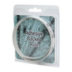 Made in USA - 3 Ft. Long x 1/2 Inch Wide, 1/10 Inch Graduation, White, Mylar Adhesive Tape Measure - Reads Top to Bottom, Vertical Rules - Benchmark Tooling