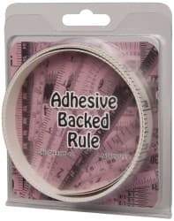 Made in USA - 6 Ft. Long x 1/2 Inch Wide, 1/10 Inch Graduation, White, Mylar Adhesive Tape Measure - Reads Top to Bottom, Vertical Rules - Benchmark Tooling