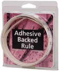 Made in USA - 12 Ft. Long x 1/2 Inch Wide, 1/10 Inch Graduation, White, Mylar Adhesive Tape Measure - Reads Bottom to Top, Vertical Rules - Benchmark Tooling