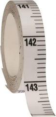 Made in USA - 12 Ft. Long x 1/2 Inch Wide, 1/10 Inch Graduation, White, Mylar Adhesive Tape Measure - Reads Top to Bottom, Vertical Rules - Benchmark Tooling