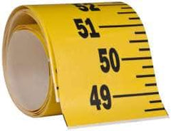 Made in USA - 8 Ft. Long x 3 Inch Wide, 1/4 Inch Graduation, Yellow, Mylar Adhesive Tape Measure - Reads Bottom to Top, Vertical Rules - Benchmark Tooling