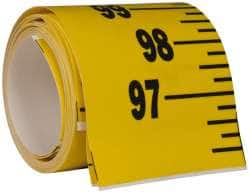 Made in USA - 12 Ft. Long x 3 Inch Wide, 1/4 Inch Graduation, Yellow, Mylar Adhesive Tape Measure - Reads Bottom to Top, Vertical Rules - Benchmark Tooling