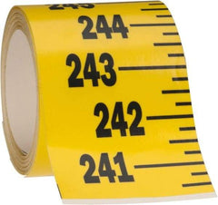 Made in USA - 24 Ft. Long x 3 Inch Wide, 1/4 Inch Graduation, Yellow, Mylar Adhesive Tape Measure - Reads Bottom to Top, Vertical Rules - Benchmark Tooling