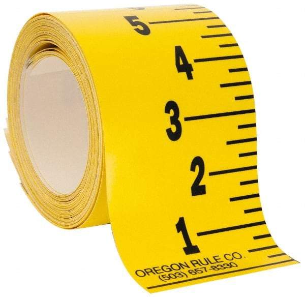 Made in USA - 36 Ft. Long x 3 Inch Wide, 1/4 Inch Graduation, Yellow, Mylar Adhesive Tape Measure - Reads Bottom to Top, Vertical Rules - Benchmark Tooling