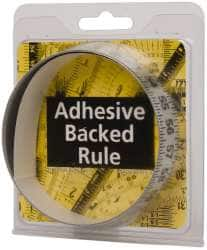 Made in USA - 3 Ft. Long x 1 Inch Wide, 1/8 Inch Graduation, Silver, Mylar Adhesive Tape Measure - Reads Left to Right, Horizontal-Half Scale - Benchmark Tooling