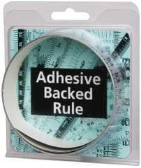 Made in USA - 3 Ft. Long x 1 Inch Wide, 1/8 Inch Graduation, Silver, Mylar Adhesive Tape Measure - Reads Right to Left, Horizontal-Half Scale - Benchmark Tooling