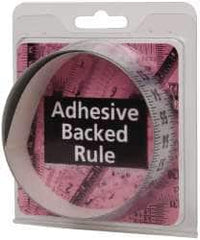 Made in USA - 3 Ft. Long x 1 Inch Wide, 1/8 Inch Graduation, Silver, Mylar Adhesive Tape Measure - Reads Bottom to Top, Vertical-Half Scale - Benchmark Tooling