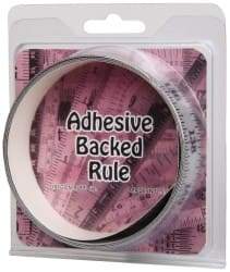 Made in USA - 6 Ft. Long x 1 Inch Wide, 1/8 Inch Graduation, Silver, Mylar Adhesive Tape Measure - Reads Left to Right, Horizontal-Half Scale - Benchmark Tooling