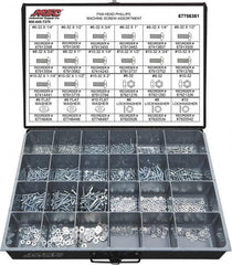 Value Collection - 1,200 Piece, #6-32 to #10-32, Steel Machine Screw Assortment - Pan Head, Phillips Drive, 1/4 to 2" Long, Grade 2 - Benchmark Tooling