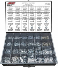 1,800 Piece, #8-32 to 1/4-20, Steel Machine Screw Assortment Flat Head, Slotted Drive, 1/4 to 1-1/2″ Long, Grade 2