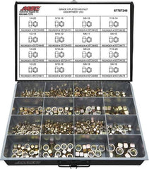 Value Collection - 1/4-20 to 3/4-16 Thread, 765 Piece Alloy Steel Nut Assortment - Grade 8 - Benchmark Tooling