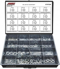 Value Collection - 1/4-20 to 3/4-16 Thread, 425 Piece Steel Nut Assortment - Grade 2 - Benchmark Tooling