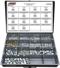 Value Collection - 1/4-20 to 5/8-18 Thread, 435 Piece Steel Nut Assortment - Grade 2 - Benchmark Tooling