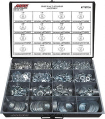 Value Collection - 1840 Piece, 1/4 to 1-1/2" Screw, Grade 2 Steel SAE Flat Washer Assortment - Includes 1/4 to 1-1/2" Screw & Compartmented Storage Case - Benchmark Tooling