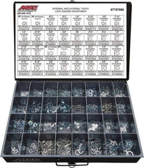 Value Collection - 2550 Piece, No. 6, 3/4" Screw, Grade 2 Steel External & Internal Tooth Lock Washer Assortment - Includes 1/4 to 12" Screw & Compartmented Storage Case - Benchmark Tooling