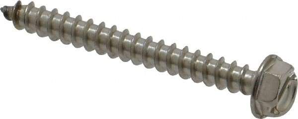 Value Collection - #8 Hex Washer Head Slotted Sheet Metal Screw - Stainless Steel, 1-1/2" Length Under Head, Grade 18-8 - Benchmark Tooling