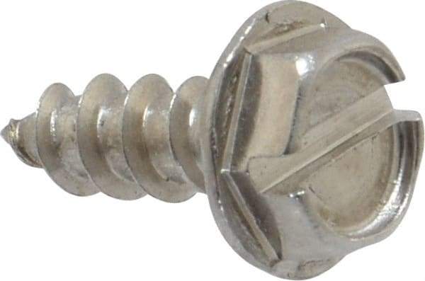 Value Collection - #10 Hex Washer Head Slotted Sheet Metal Screw - Stainless Steel, 1/2" Length Under Head, Grade 18-8 - Benchmark Tooling