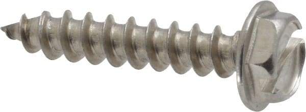 Value Collection - #10 Hex Washer Head Slotted Sheet Metal Screw - Stainless Steel, 1" Length Under Head, Grade 18-8 - Benchmark Tooling