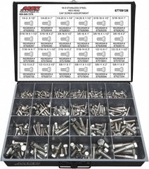 Value Collection - 375 Piece Stainless Steel Hex Head Cap Screws - 1/4-20 to 5/8-11 Thread, 18-8 - Benchmark Tooling