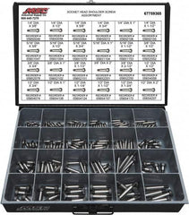 Value Collection - 190 Piece, 1/4x3/8 to 3/8 x 1-1/2, Alloy Steel Shoulder Screw Assortment - Socket Cap Head, Hex Socket Drive, 3/8 to 2" Long - Benchmark Tooling