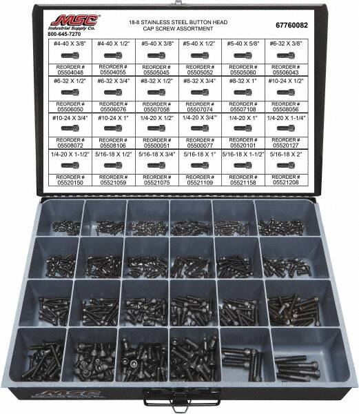 Value Collection - 690 Piece Alloy Steel Socket Head Cap Screws - #4-40 to 5/16-18 Thread - Benchmark Tooling