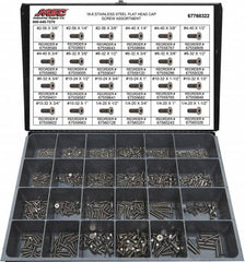 Value Collection - 1,095 Piece Stainless Steel Flat Head Cap Screws - #2-56 to 1/4-20 Thread, 18-8 - Benchmark Tooling