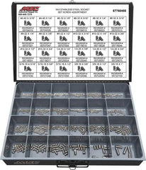 Value Collection - 685 Piece, #4-40 to 3/8-16, Stainless Steel Set Screw Assortment - Hex Head, Hex Socket Drive, 3/16 to 1" Long, Grade 18-8 - Benchmark Tooling