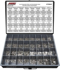 Value Collection - 2,200 Piece, #6-32 to 1/4-20, Stainless Steel Machine Screw Assortment - Round Head, Slotted Drive, 1/2 to 2" Long, Grade 18-8 - Benchmark Tooling