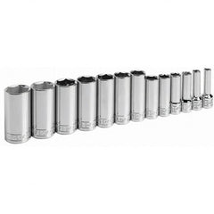 SK - 3/8" Drive Deep Socket Set - 1/4 to 1", Inch Measurement Standard - Benchmark Tooling