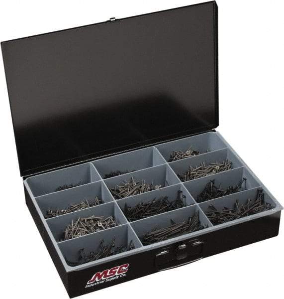 Value Collection - 2,300 Piece, #6 to #8, Steel Fine Thread Drywall Screw Assortment - Phillips Drive, 1 to 3" Long, Grade 2 - Benchmark Tooling