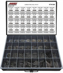 Value Collection - 157 Piece, 1/16 to 3/16" Pin Diam, Spring Pin Assortment - 1/2 to 2" Long, Grade 2 Steel - Benchmark Tooling