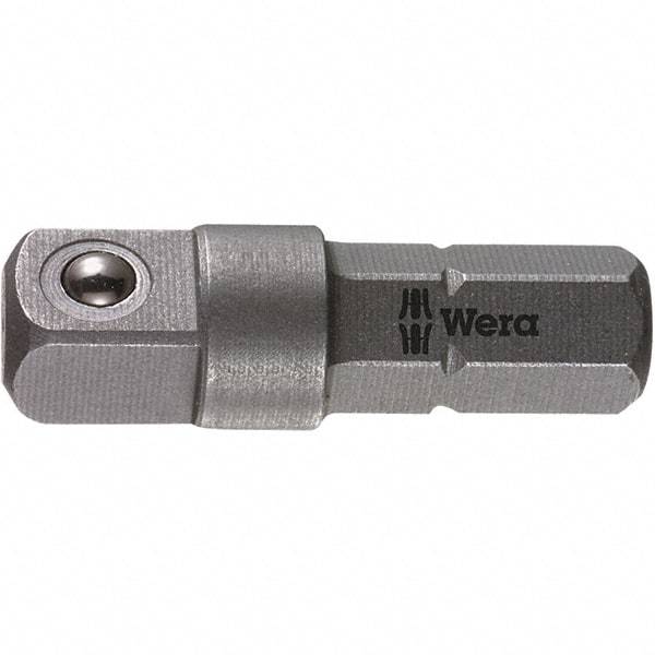 Wera - Socket Adapters & Universal Joints Type: Square-Drive to Hex Bit Adapter Male Size: 1/4 - Benchmark Tooling