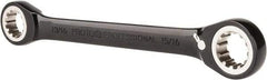 Proto - 13/16" x 15/16" 12 Point Spline Reversible Ratcheting Box Wrench - Double End, 1-13/16" Head Diam x 1/4" Head Thickness, 10-1/4" OAL, Steel, Black Chrome Finish - Benchmark Tooling