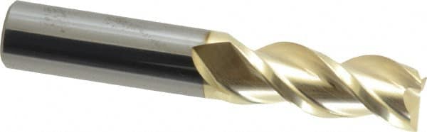 ProMax - 1/2", 1-1/4" LOC, 1/2" Shank Diam, 3" OAL, 3 Flute, Solid Carbide Square End Mill - Single End, ZrN Finish, Spiral Flute, 40° Helix, Right Hand Cut, Right Hand Flute, Series 109 - Benchmark Tooling