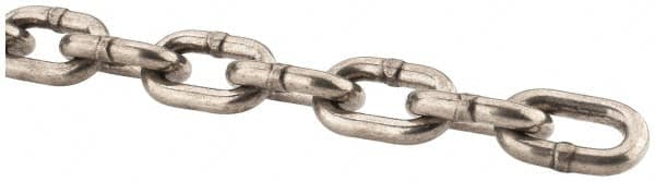 Campbell - 9/32" Welded Stainless Steel Chain - 2,000 Lb Capacity, Stainless Steel, Bright Finish - Benchmark Tooling