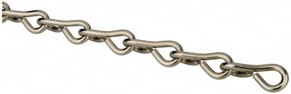 Made in USA - 0.105" Diam Steel Single Jack Chain - 29 Lb Load Limit, #12, Nickel Plated Finish - Benchmark Tooling