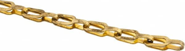 Made in USA - 0.028" Diam Brass Plumber's Safety Chain - 40 Lb Load Limit, #1, Standard Finish, 0.65" Inside Length - Benchmark Tooling