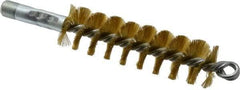 Schaefer Brush - 4-1/2" Brush Length, 1-1/4" Diam, Double Stem, Single Spiral Tube Brush - 8" Long, Brass, 1/4" NPSM Male Connection - Benchmark Tooling