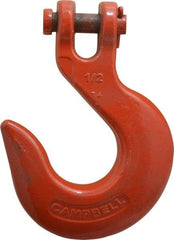 Campbell - 1/2 Inch Chain Diameter, Grade 80 Clevis Hook - 13,000 Lbs. Load Capacity, 5/08 Inch Inside Diameter, 9/16 Inch Pin Diameter, 1-3/4 Inch Hook Throat - Benchmark Tooling