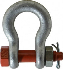 Campbell - 1/2" Nominal Chain Size, 3.33 Ton Alloy Steel Bolt Anchor Shackle - 1/2" Diam, 5/8" Pin Diam, 1-15/16" High x 13/16" Wide Inside Jaw, 1-1/4" Inside Width, 1-1/4" Max Body Thickness - Benchmark Tooling