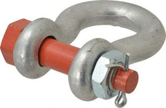 Campbell - 3/4" Nominal Chain Size, 7 Ton Alloy Steel Bolt Anchor Shackle - 3/4" Diam, 7/8" Pin Diam, 2-13/16" High x 1-1/4" Wide Inside Jaw, 1-13/16" Inside Width, 1-3/4" Max Body Thickness - Benchmark Tooling