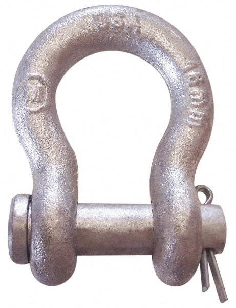 CM - 7/8" Nominal Chain Size, 7 Ton Carbon Steel Loose Anchor Shackle - 7/8" Diam, 1" Pin Diam, 3-1/8" High x 1-7/16" Wide Inside Jaw, 2-1/16" Inside Width, 2" Max Body Thickness - Benchmark Tooling