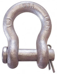 CM - 1" Nominal Chain Size, 8.5 Ton Carbon Steel Loose Anchor Shackle - 1" Diam, 1-1/8" Pin Diam, 3-3/4" High x 1-11/16" Wide Inside Jaw, 2-1/2" Inside Width, 2-3/8" Max Body Thickness - Benchmark Tooling